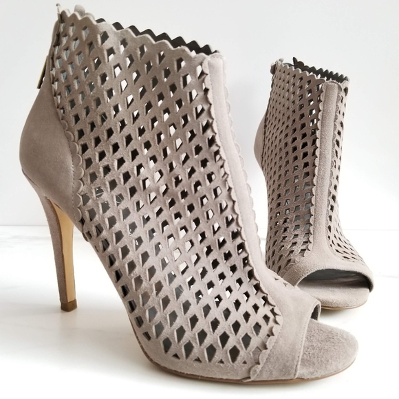 Ivanka Trump Shoes - IVANKA TRUMP Didia Gray Suede Cage Booties Heels